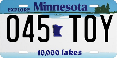 MN license plate 045TOY