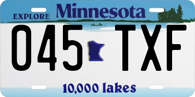 MN license plate 045TXF