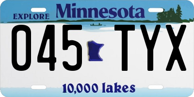 MN license plate 045TYX