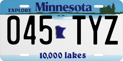 MN license plate 045TYZ