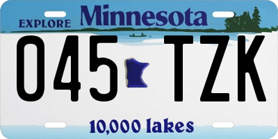 MN license plate 045TZK