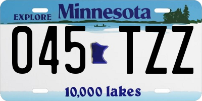MN license plate 045TZZ