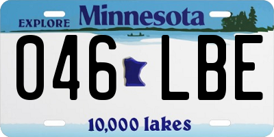 MN license plate 046LBE
