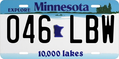 MN license plate 046LBW