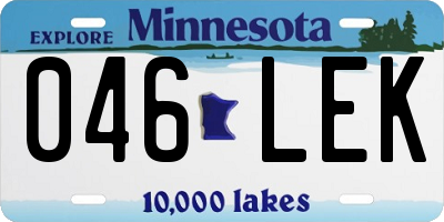 MN license plate 046LEK