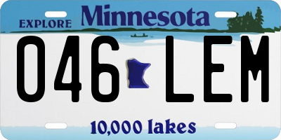 MN license plate 046LEM