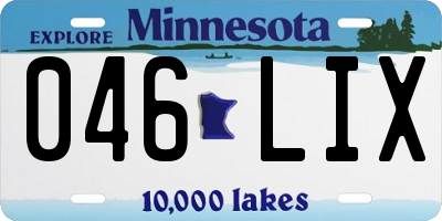 MN license plate 046LIX