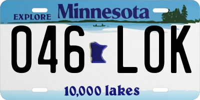 MN license plate 046LOK