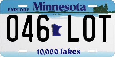 MN license plate 046LOT