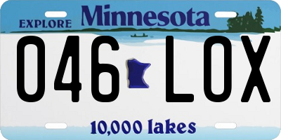 MN license plate 046LOX