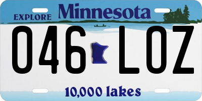MN license plate 046LOZ