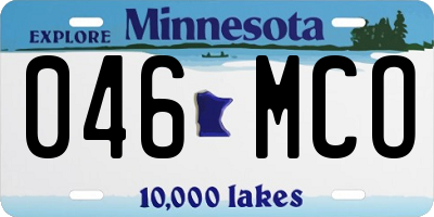 MN license plate 046MCO