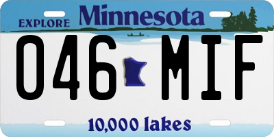 MN license plate 046MIF