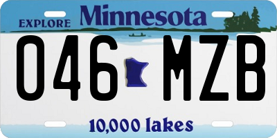 MN license plate 046MZB