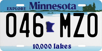 MN license plate 046MZO