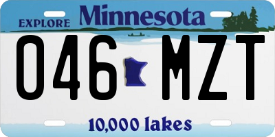 MN license plate 046MZT