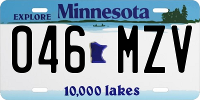 MN license plate 046MZV