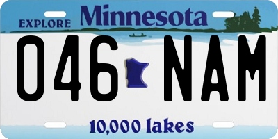 MN license plate 046NAM