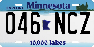 MN license plate 046NCZ