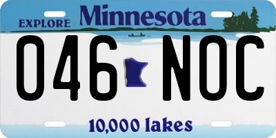 MN license plate 046NOC
