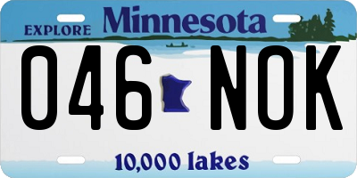 MN license plate 046NOK