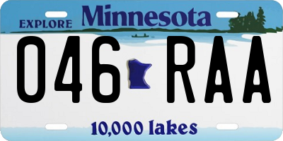 MN license plate 046RAA