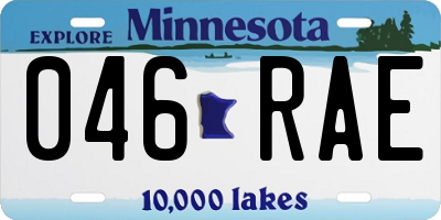 MN license plate 046RAE