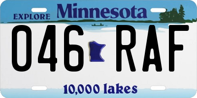 MN license plate 046RAF