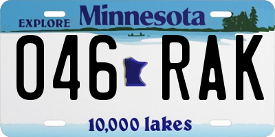 MN license plate 046RAK