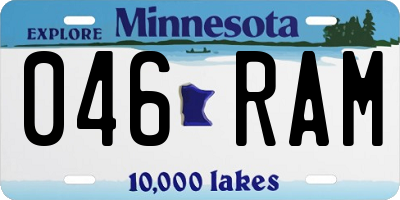 MN license plate 046RAM