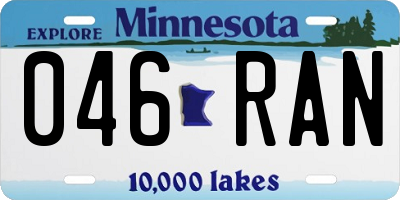 MN license plate 046RAN