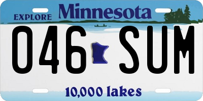 MN license plate 046SUM