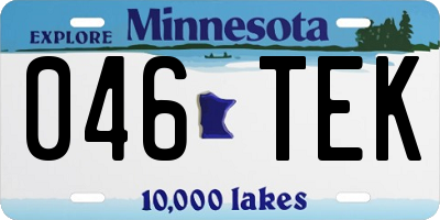 MN license plate 046TEK