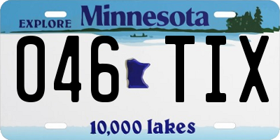 MN license plate 046TIX