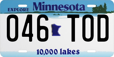 MN license plate 046TOD