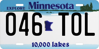 MN license plate 046TOL