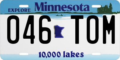 MN license plate 046TOM