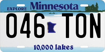 MN license plate 046TON