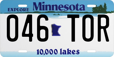 MN license plate 046TOR