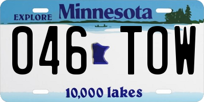 MN license plate 046TOW