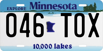 MN license plate 046TOX