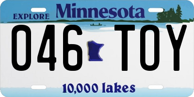 MN license plate 046TOY