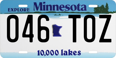 MN license plate 046TOZ
