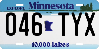 MN license plate 046TYX