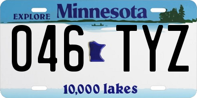 MN license plate 046TYZ