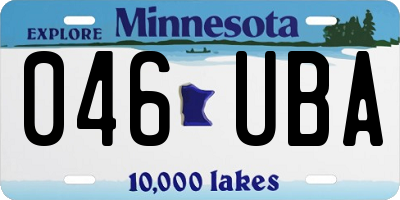 MN license plate 046UBA