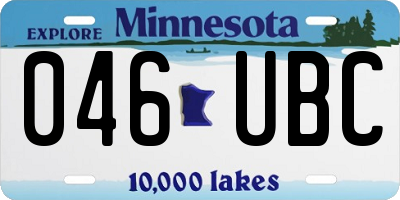 MN license plate 046UBC