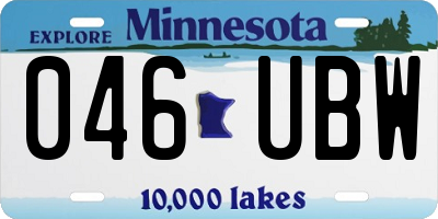MN license plate 046UBW