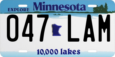 MN license plate 047LAM
