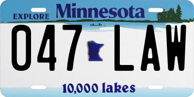 MN license plate 047LAW